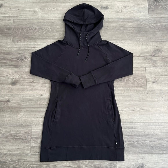 AMERICAN GIANT Womens Hoodie Dress Medium Black Pockets French Terry Sporty 90s - Picture 2 of 8